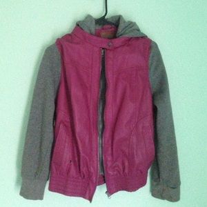 Pink/purple leather and cotton jacket