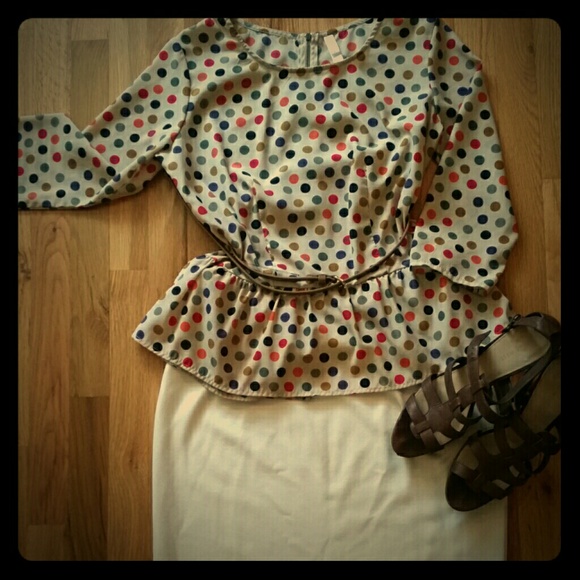 Retro inspired polka dot peplum top