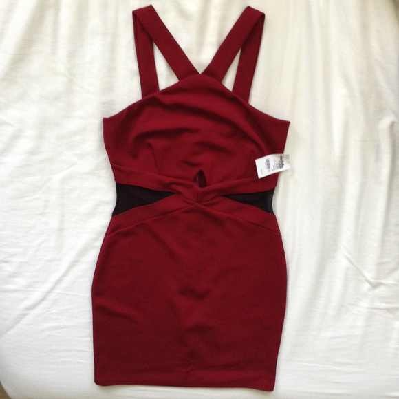 Maroon peekaboo and mesh small dress