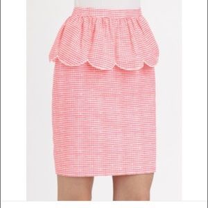 Lilly Pulitzer Neon Pink Gingham Peplum Skirt