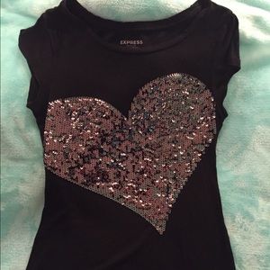 Express heart sequin t-shirt