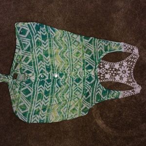 Green and white tank top