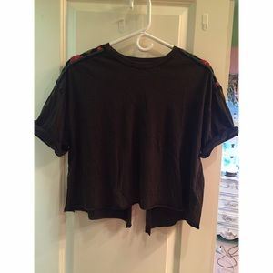 NWOT never worn crop top with embellished shoulder