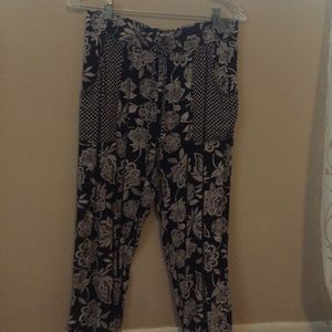 American Eagle floral crop jumper pants