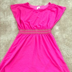 Hot Pink Mini Dress Detailed Waistband-worn once