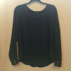 Express black gold-studded collar blouse