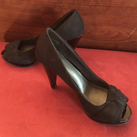 Open toed black heels