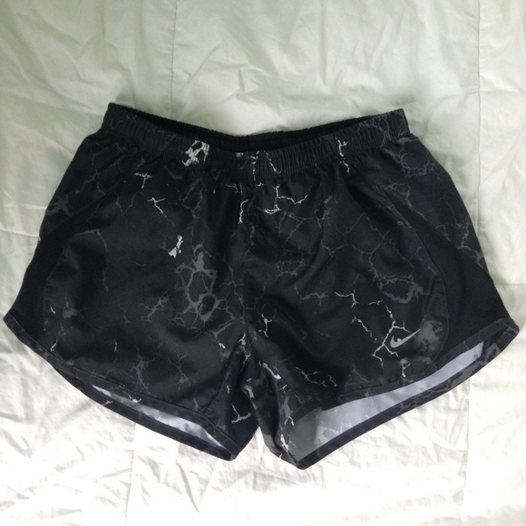 Black marbled Nike running shorts