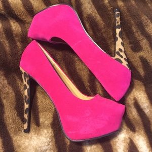 Hot Pink & Animal Print Platform Heels