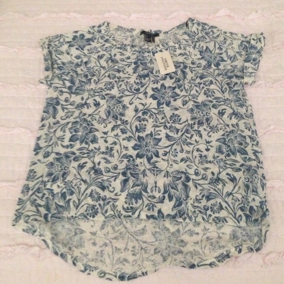 Floral Print Linen-Blend Top