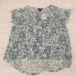 Floral Print Linen-Blend Top