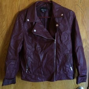 Forever 21 burgundy leather jacket