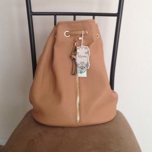 NWT Cute Tan Vegan Leather Backpack