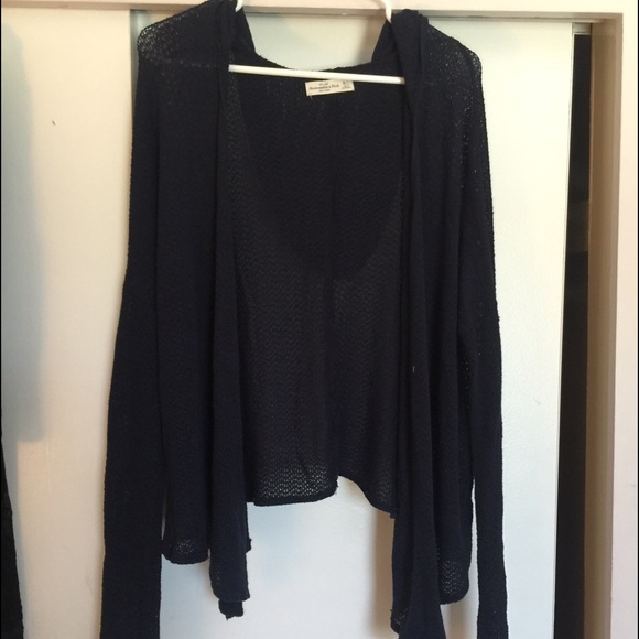 A&F Knitted shawl navy blue cardigan with hood