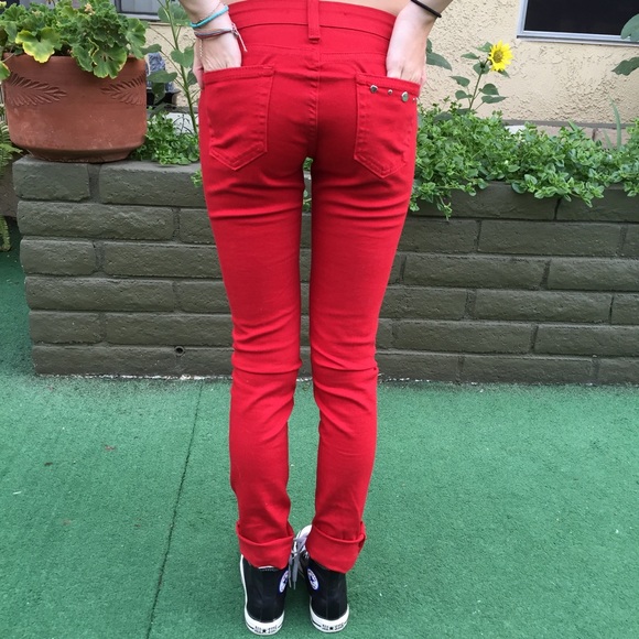 ❌SALE❌ Red Custom tapered denim Jeans - Picture 2 of 3