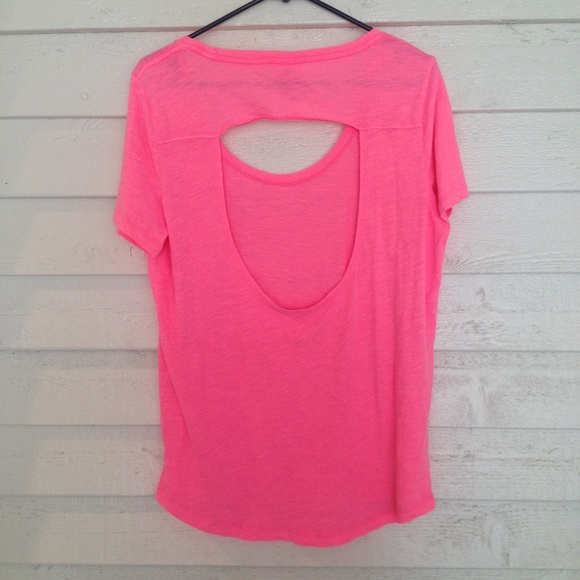 🎀Victoria's Secret PINK Neon Pink Open Back Tee🎀 - Picture 2 of 4