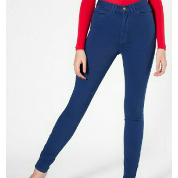 Navy High Waisted Zipper Pants American Apparel