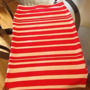 Red and white striped skirt