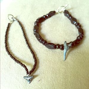 Glass Bead & Sharks Teeth Bracelets