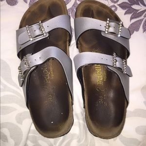Birkenstock silver and rhinestone sandal
