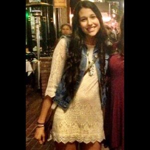 Tight white lace dress