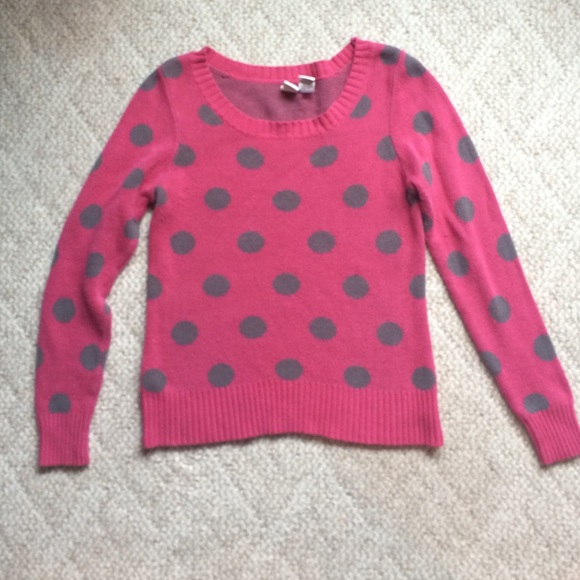 SO Sweaters - Pink&grey polka dot sweater