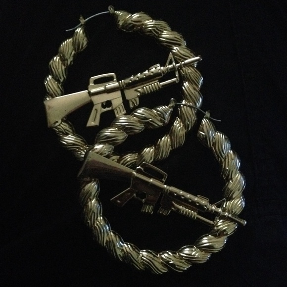 Ak-47 Gun Bamboo Earrings