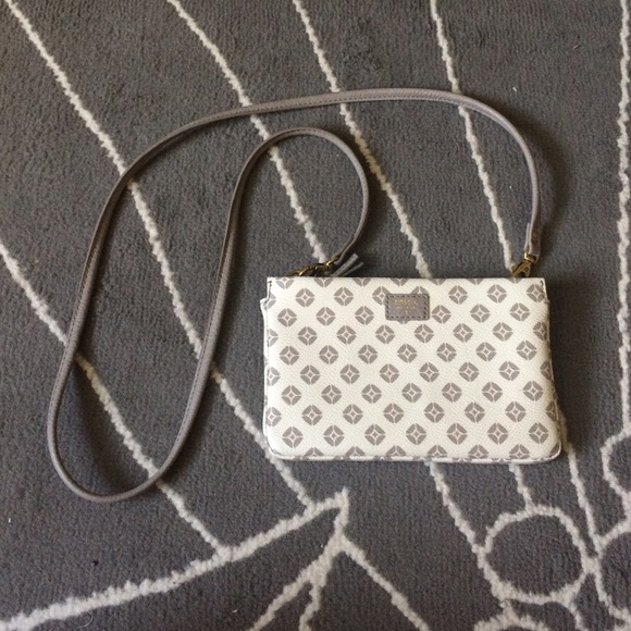 White & grey fossil cross body