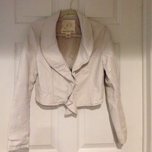 Arden B. Faux leather ruffle jacket