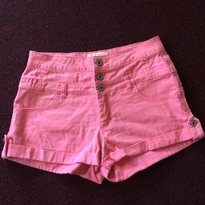 Pink high-waisted shorts