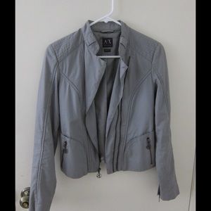 Armani Exchange light gray motorcycle jacket