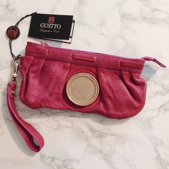 Gustto Bags - Gustto "Balma" Strawberry Leather Wristlet Gustto Bags - Gustto "Balma" Strawberry Leather Wristlet