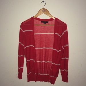 Forever 21 red striped cardigan