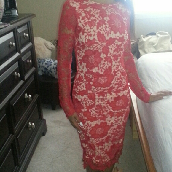 Missguided  lace dress with nude underlay