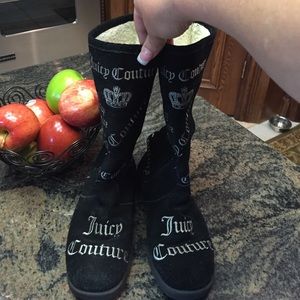 Juicy Couture black suede tall girls boots.