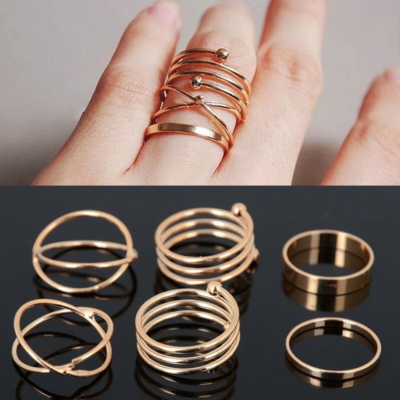 6pc cross spiral rings set - Picture 4 of 4