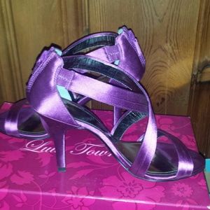 Purple satin dress shoes