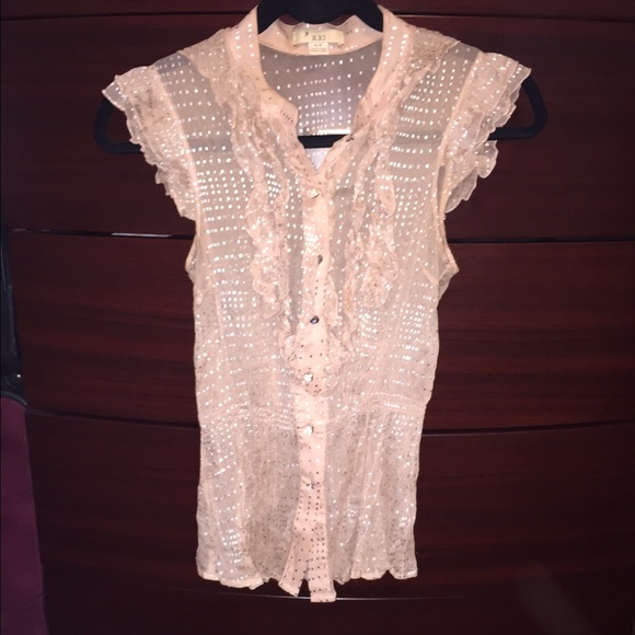 Delicate thin pink sparkle ruffle top