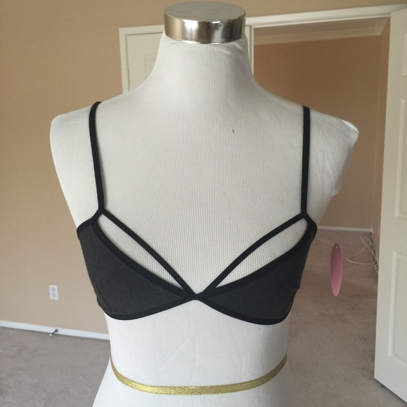 Dare to be bold charcoal grey top/bralette