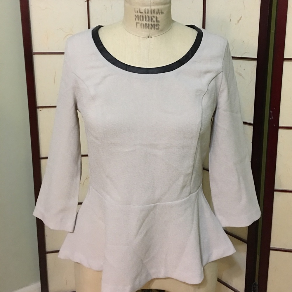 Express grey with faux leather trim peplum top XS