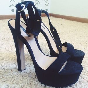 Black Velvet platform heels