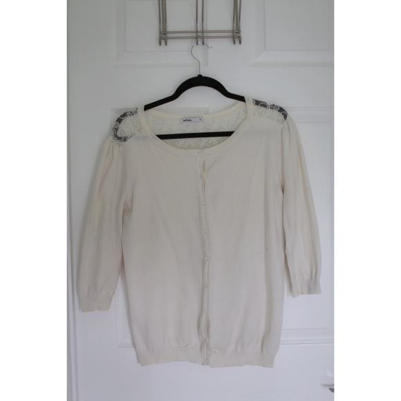 White cardigan with lace details