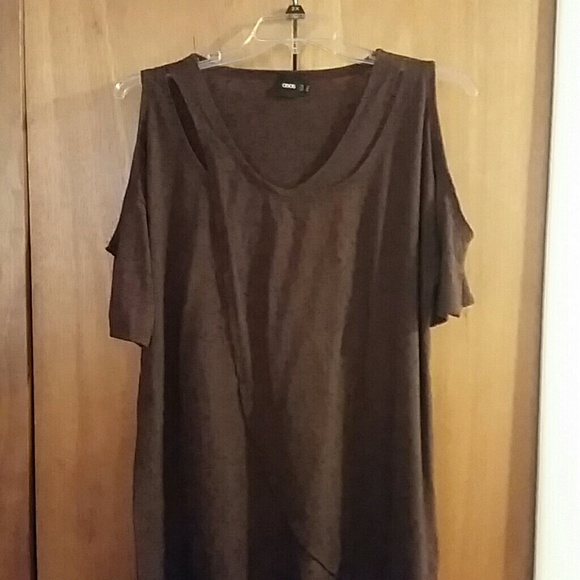 Brownish purple ASOS cold shoulder top