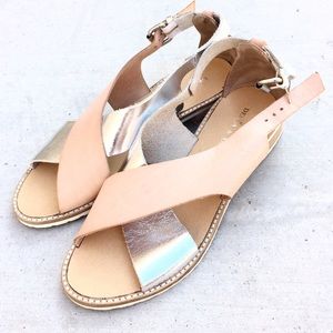 tan and silver sandals