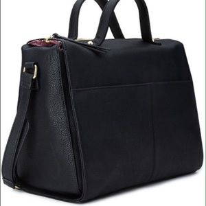 Black Modernist Faux Leather Satchel
