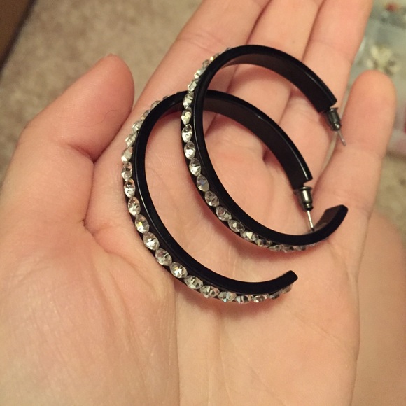 Large hoop rhinestone earrings