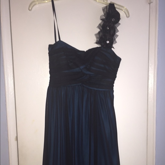 Macy's Blue One shoulder floral swing dress