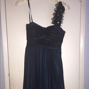 Macy's Blue One shoulder floral swing dress