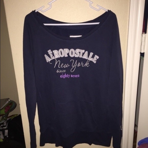 Aeropostale Navy oversizedoff the shoulder sweater - Picture 1 of 4