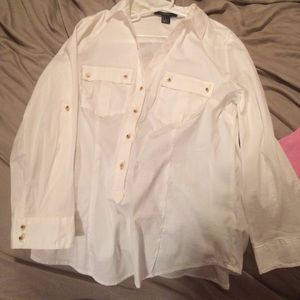Very nice white and gold button blouse!